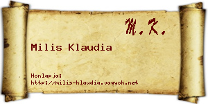 Milis Klaudia névjegykártya